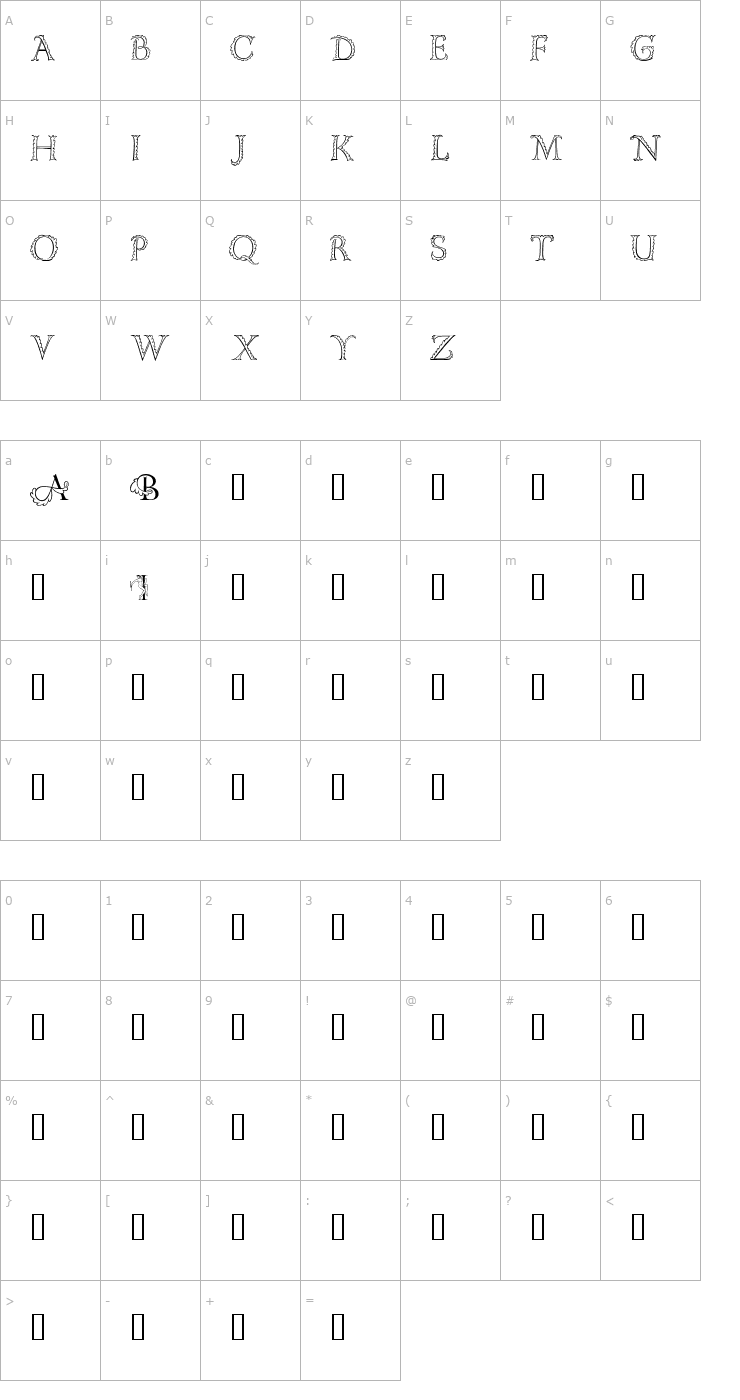 Character Map Floriated Gill Font