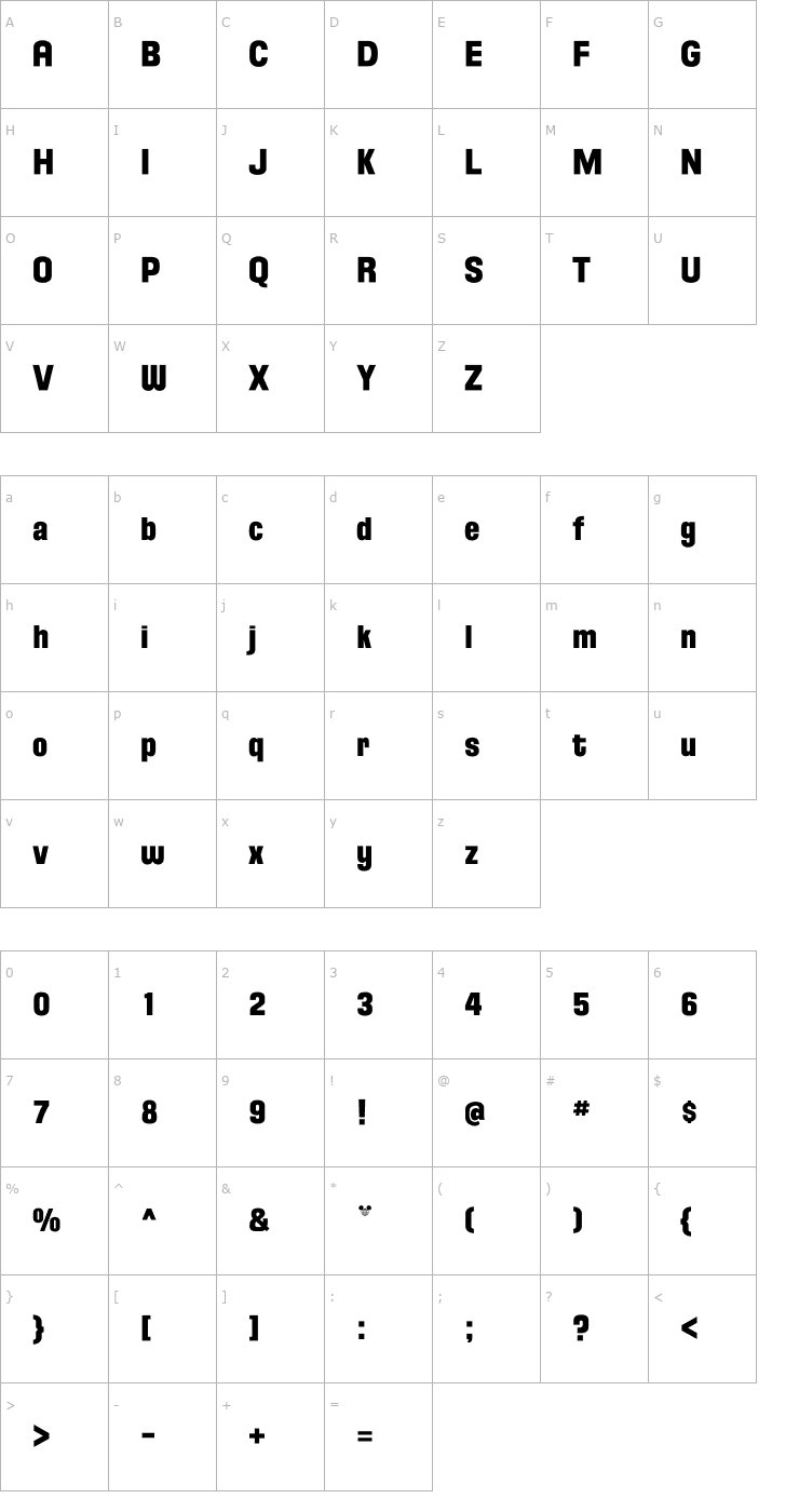 Character Map Florida Project Phase One Font