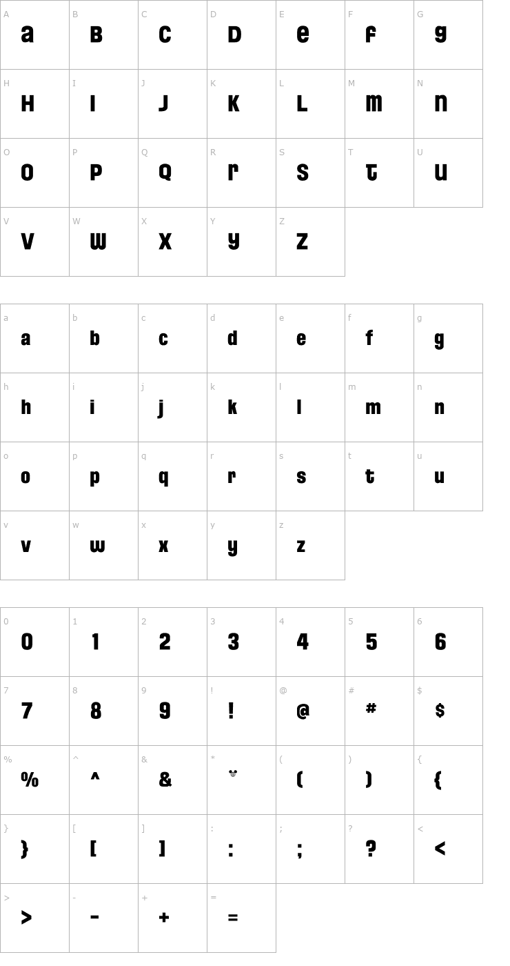 Character Map Florida Project Phase Two Font