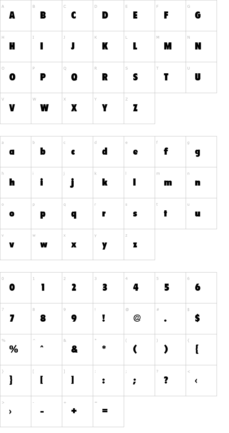 Character Map Florida-Serial-Black Font