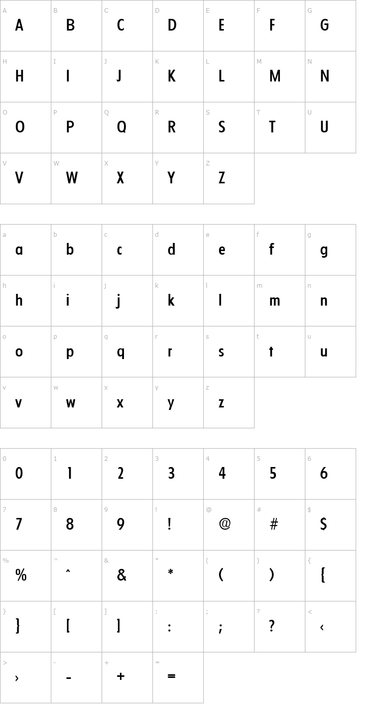 Character Map Florida-Serial-Medium-Regular Font