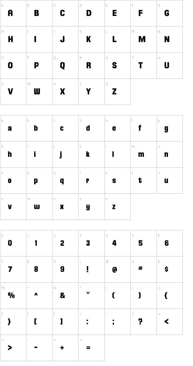 Character Map FloridaProject-PhaseOne Font