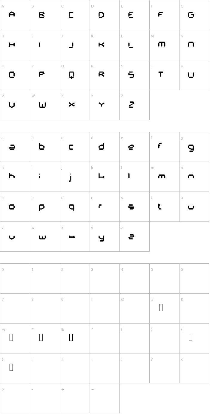 Character Map Flotsam Astronaut Font