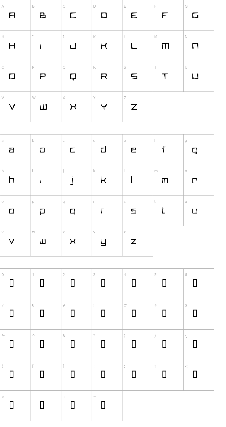 Character Map Flotsam Coming Up Font