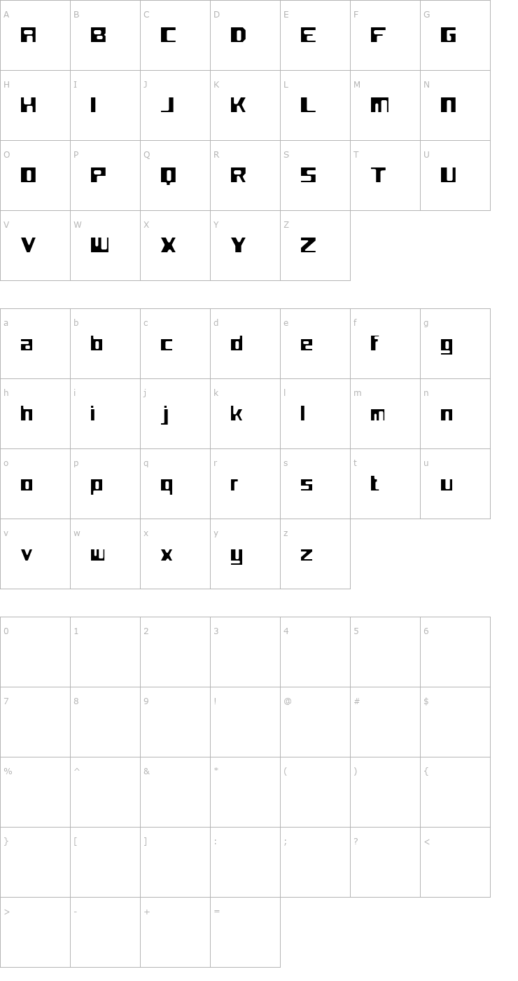 Character Map Flotsam Performance Font