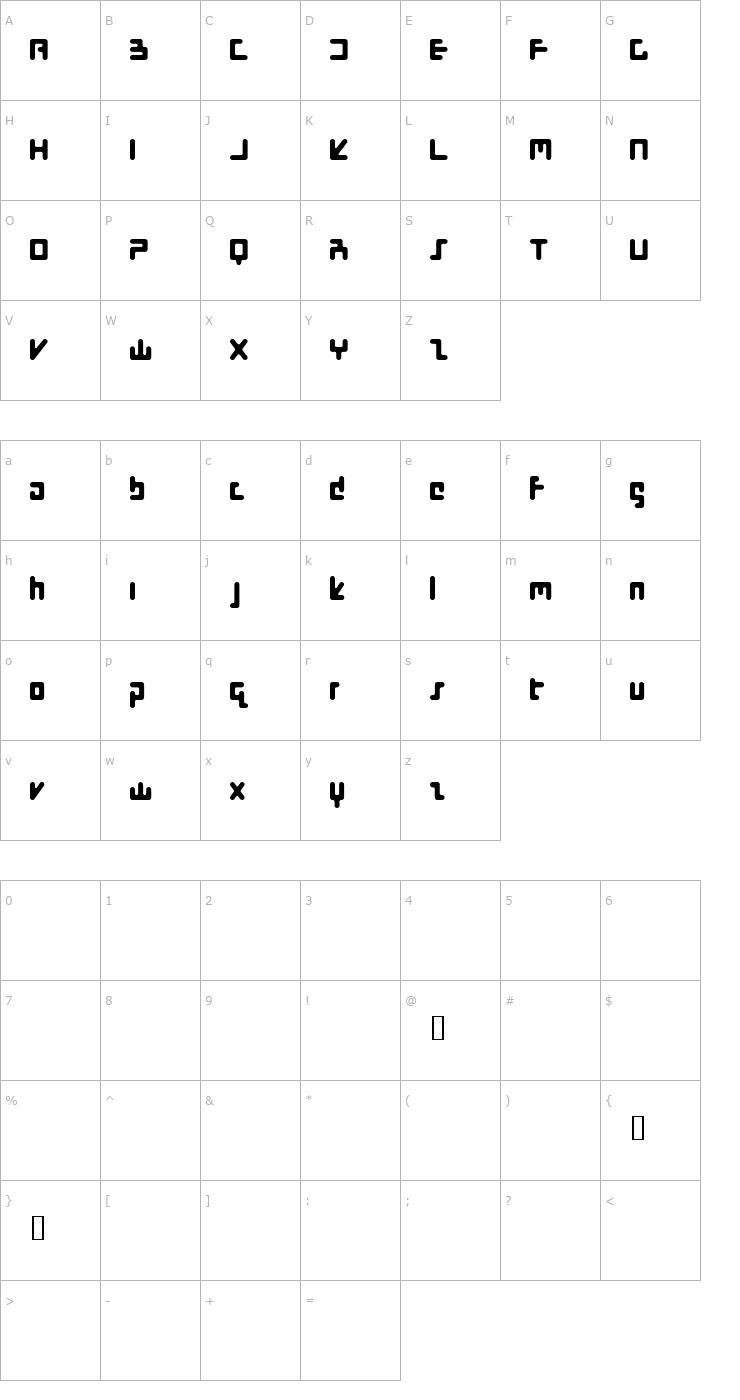 Character Map Flotsam Stiff Upper Font