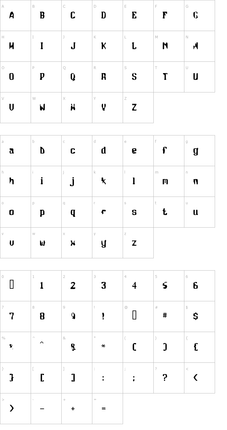 Character Map Flottig Font