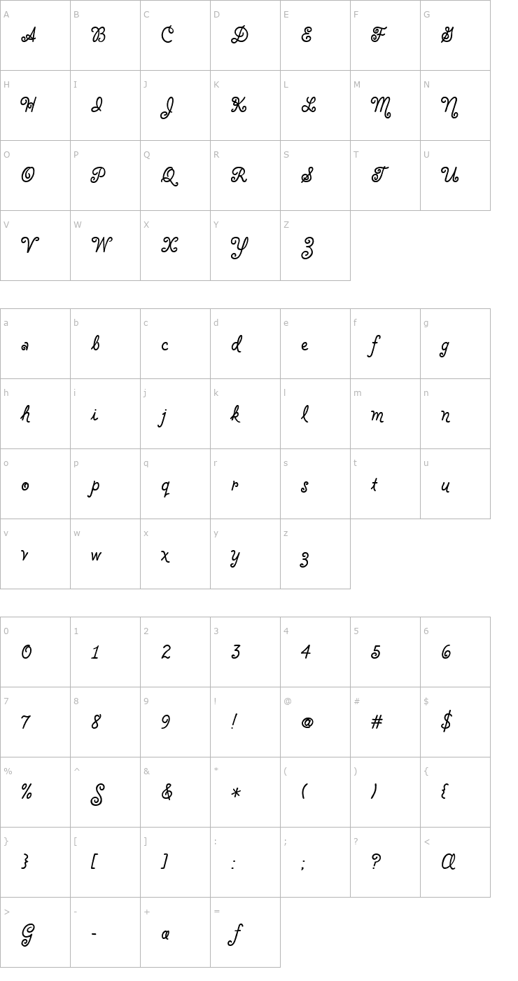 Character Map Flounder Font