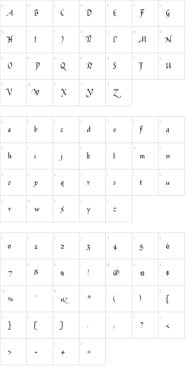 Character Map Flourish Font