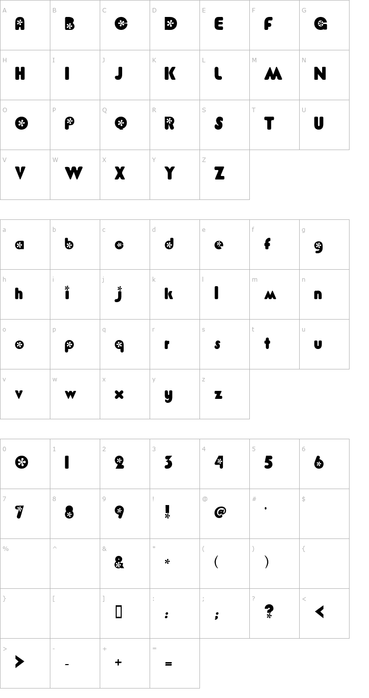 Character Map Flower Bold Font