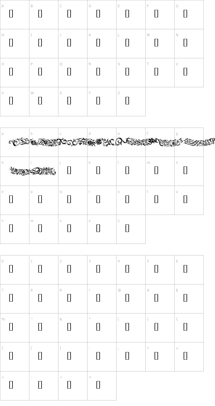 Character Map Flower Ornaments Font