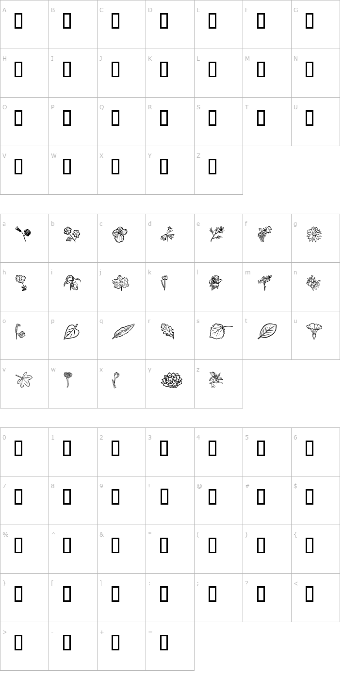Character Map Flower Show Font