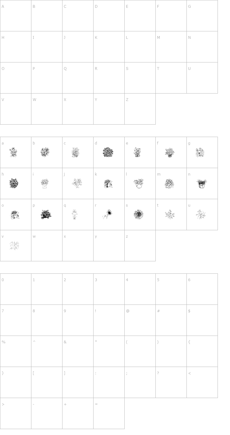 Character Map Flower Shower Font