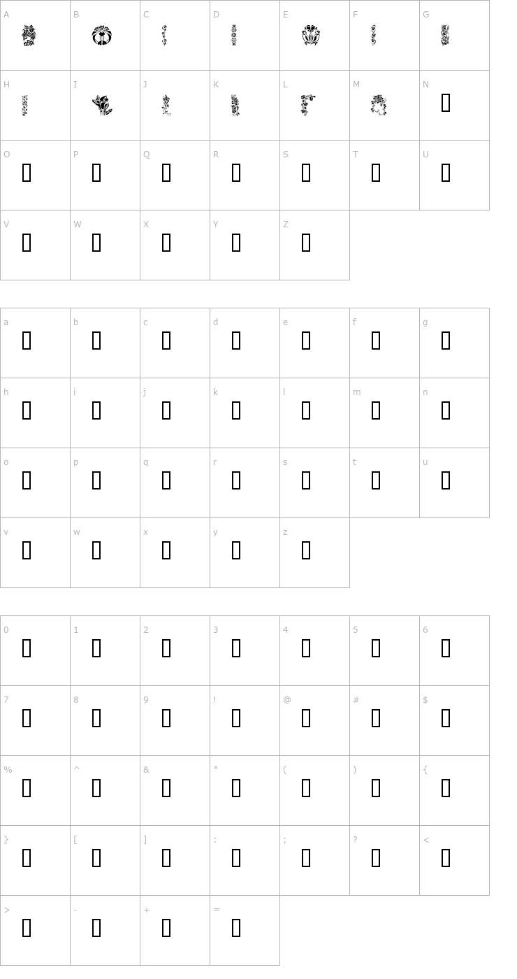 Character Map Flowers4 Font