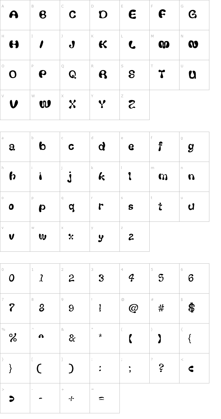 Character Map Fluf Font
