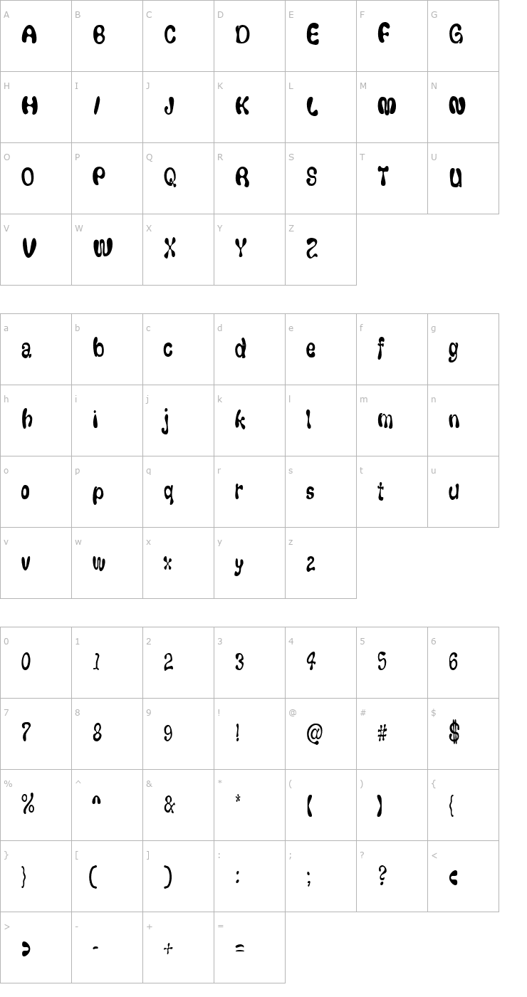 Character Map FlufCondensed Font