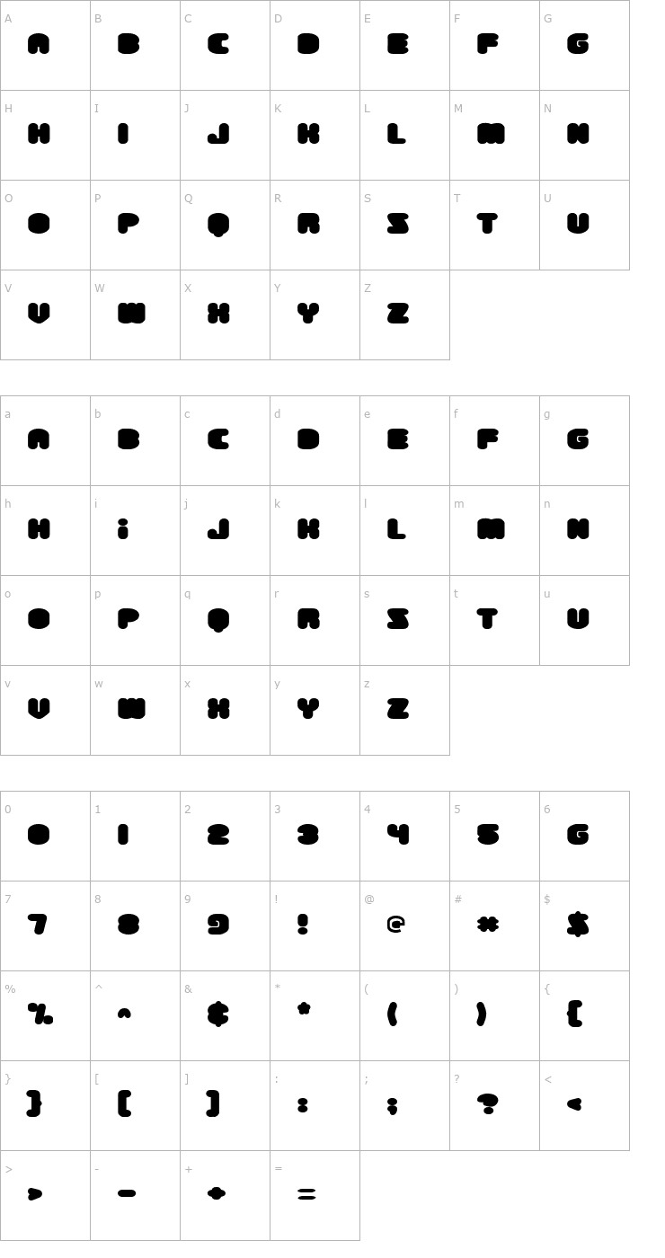 Character Map Fluff Font