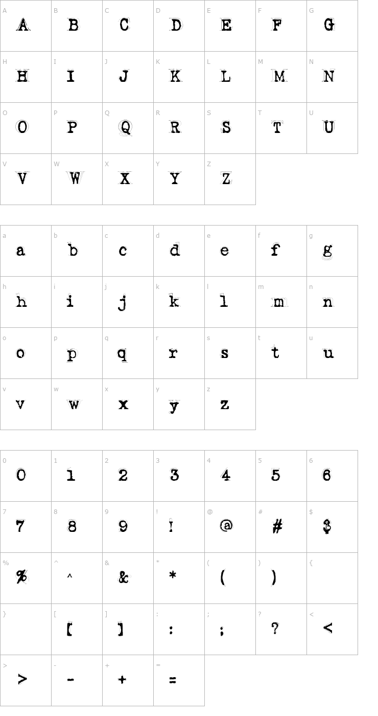 Character Map Fluoxetine Font