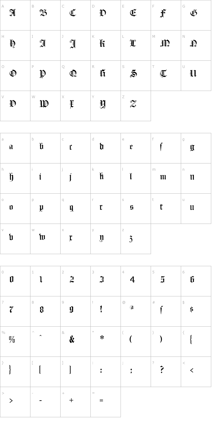 Character Map FlyingHollander Font
