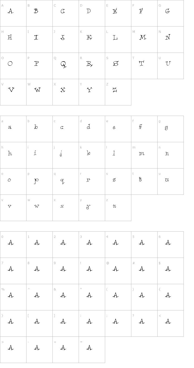Character Map Focaccia Font