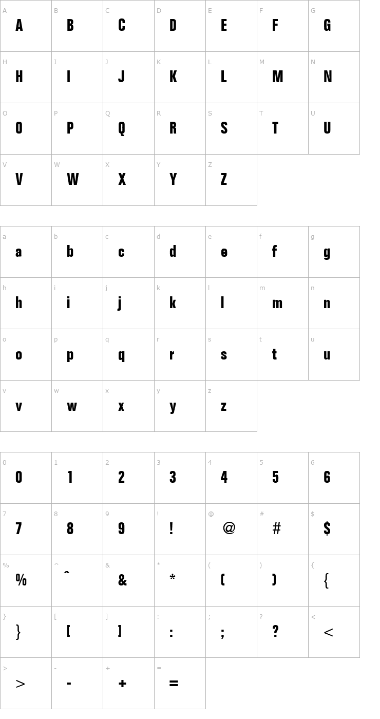 Character Map FocusCond-Bold Font