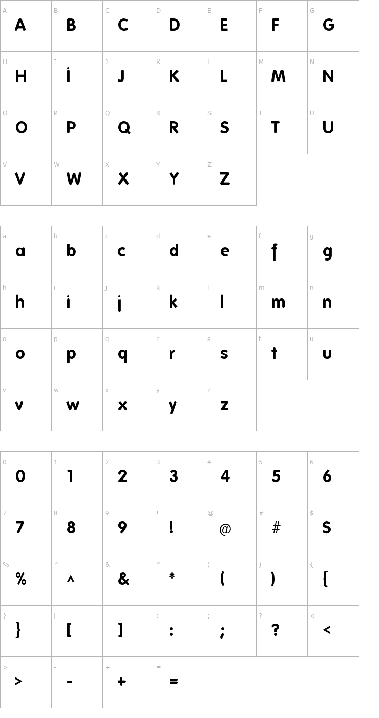 Character Map Folks-Bold Font
