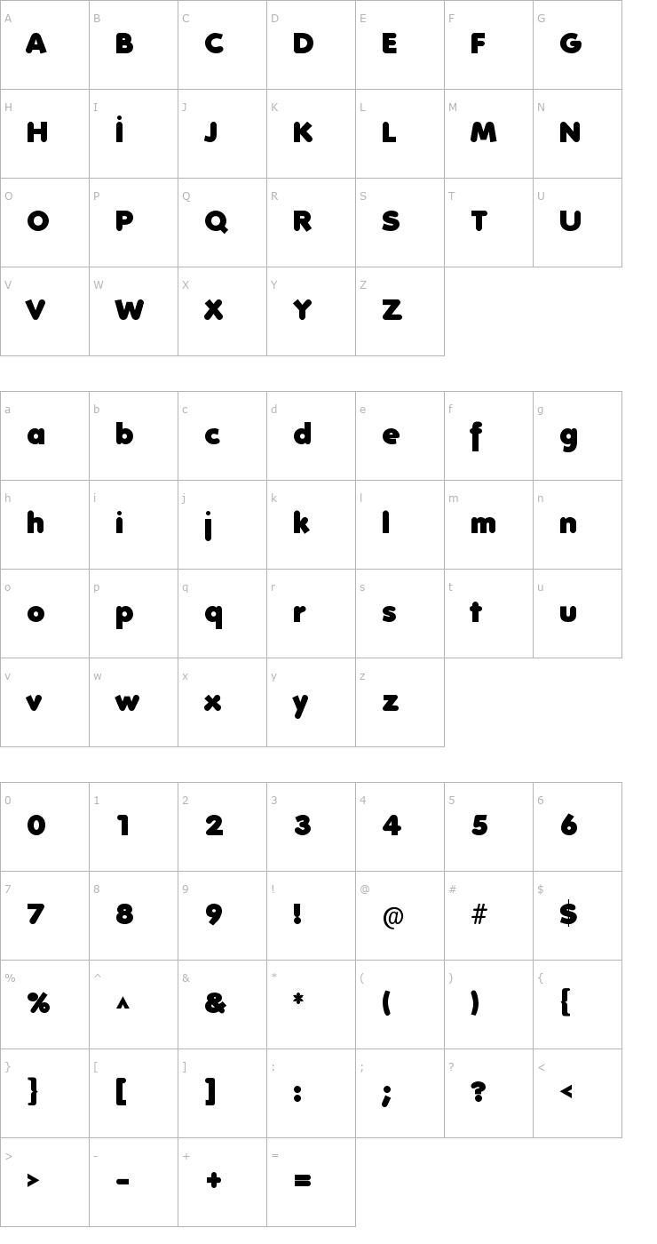 Character Map Folks-Heavy Font