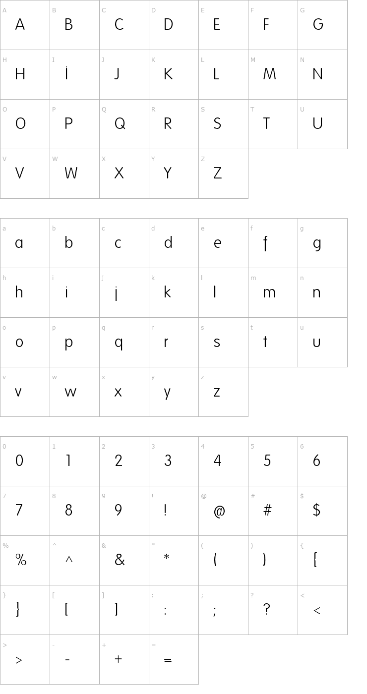 Character Map Folks-Light Font