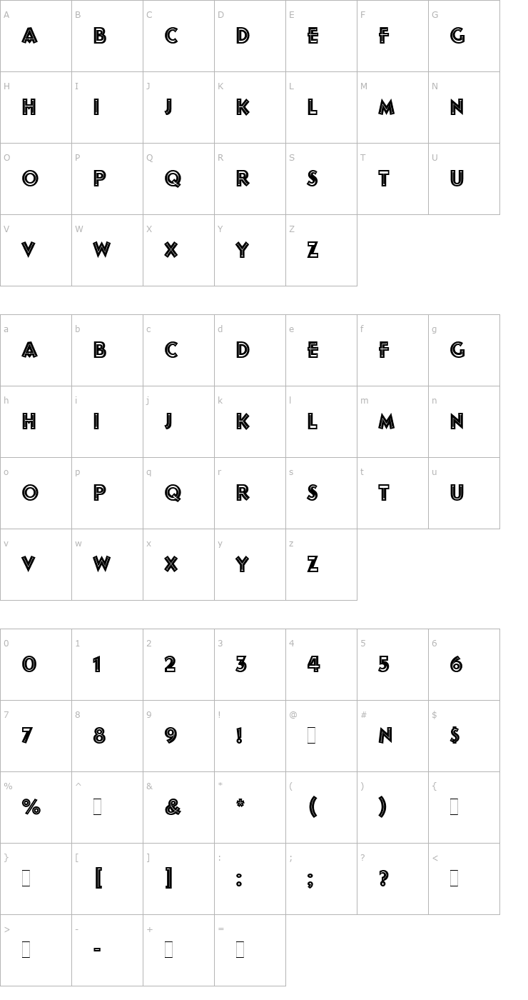 Character Map Follies LET Plain Font