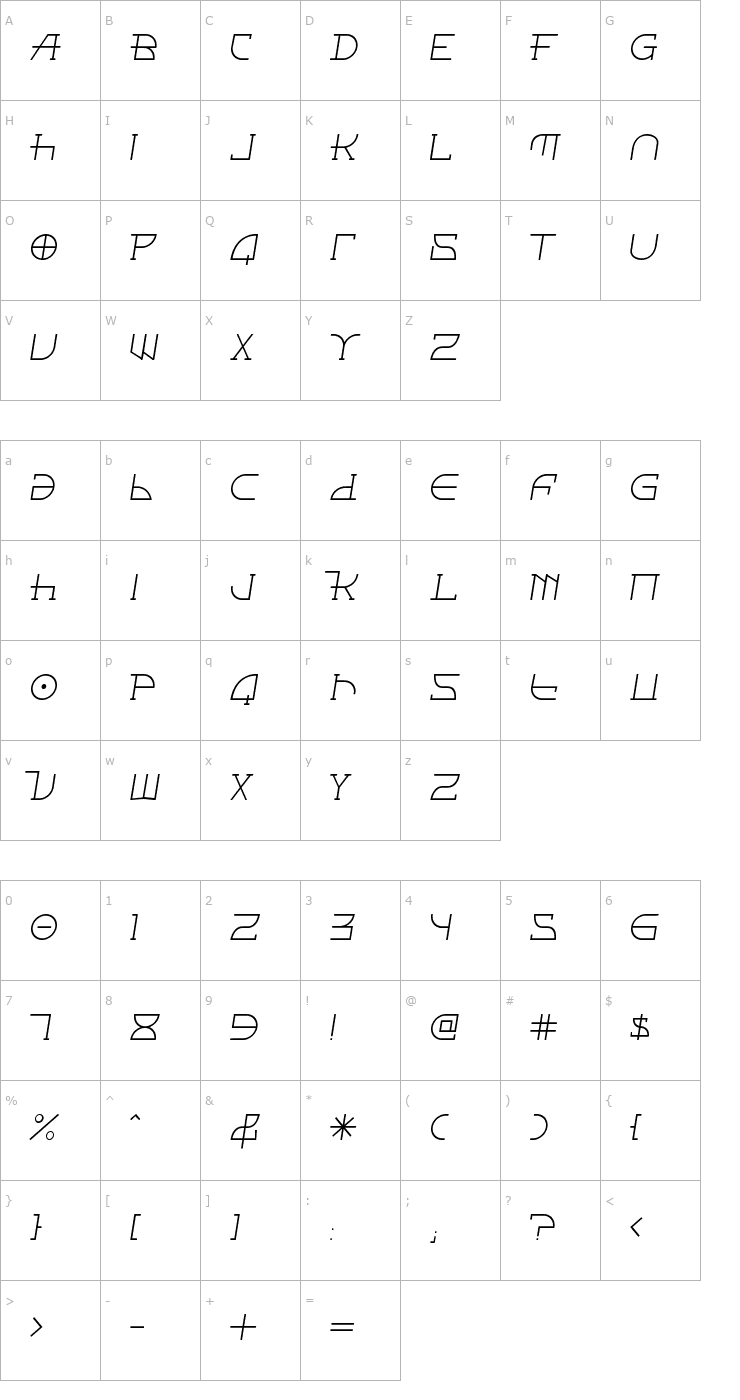 Character Map Fontcop II Font