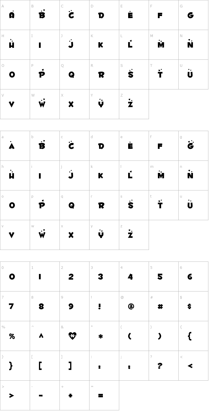 Character Map Fontdinerdotcom Luvable Font