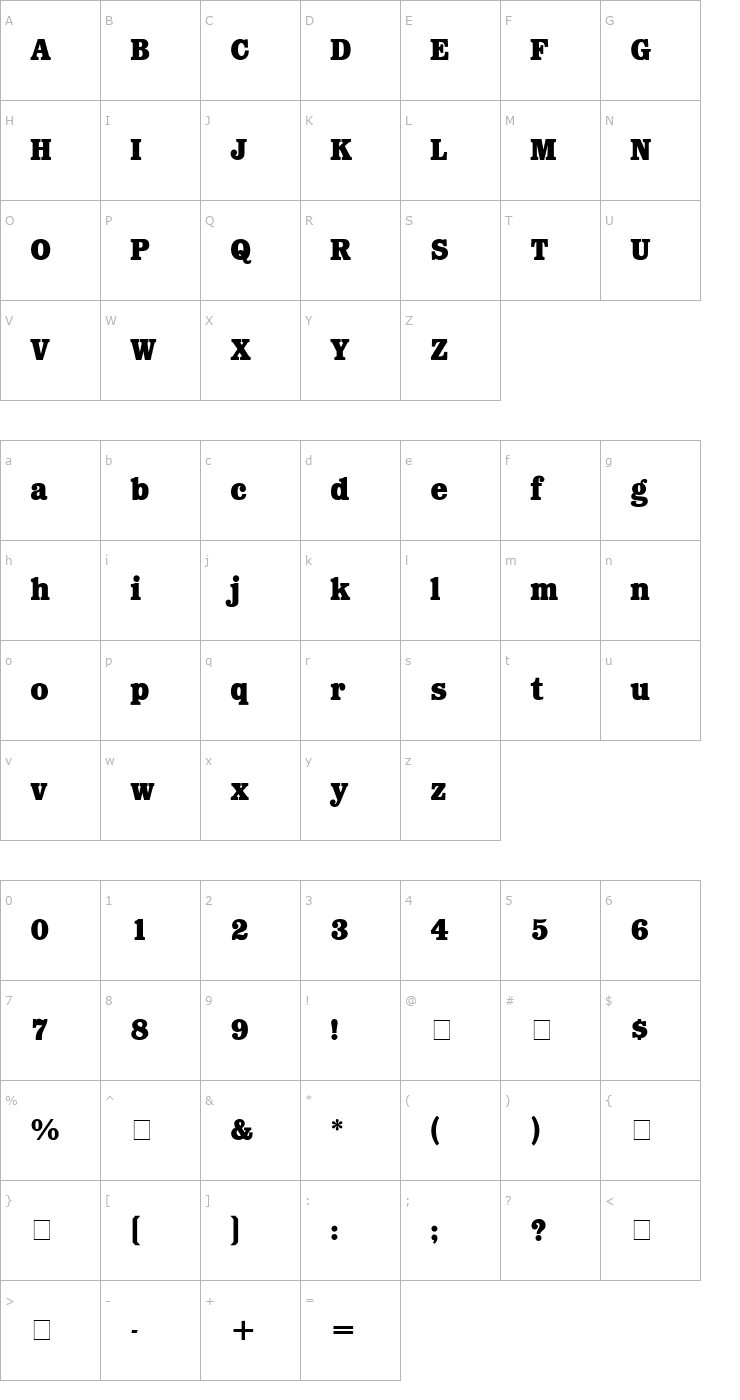Character Map Forbes Bold Font