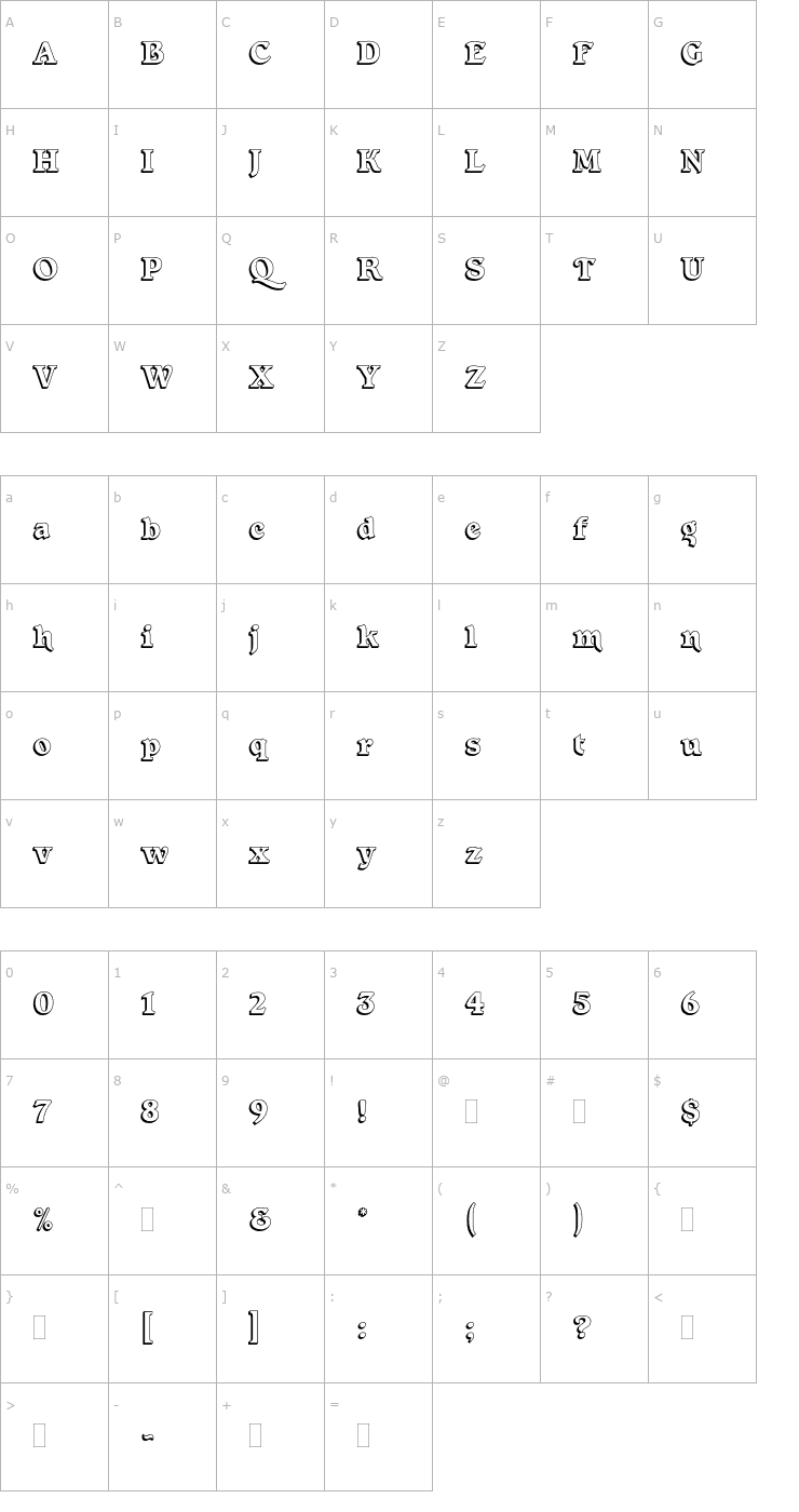 Character Map ForestShadedPlain Font