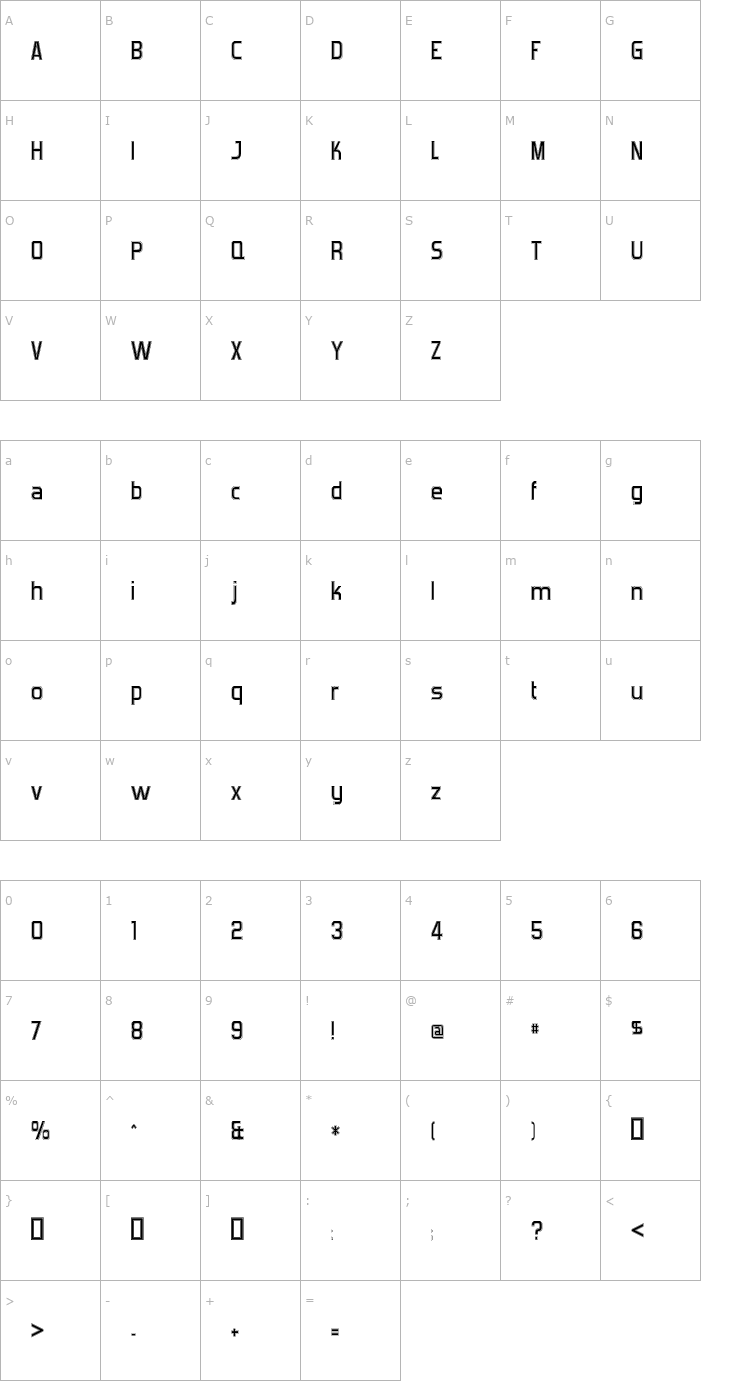 Character Map Forgotten Futurist College Font