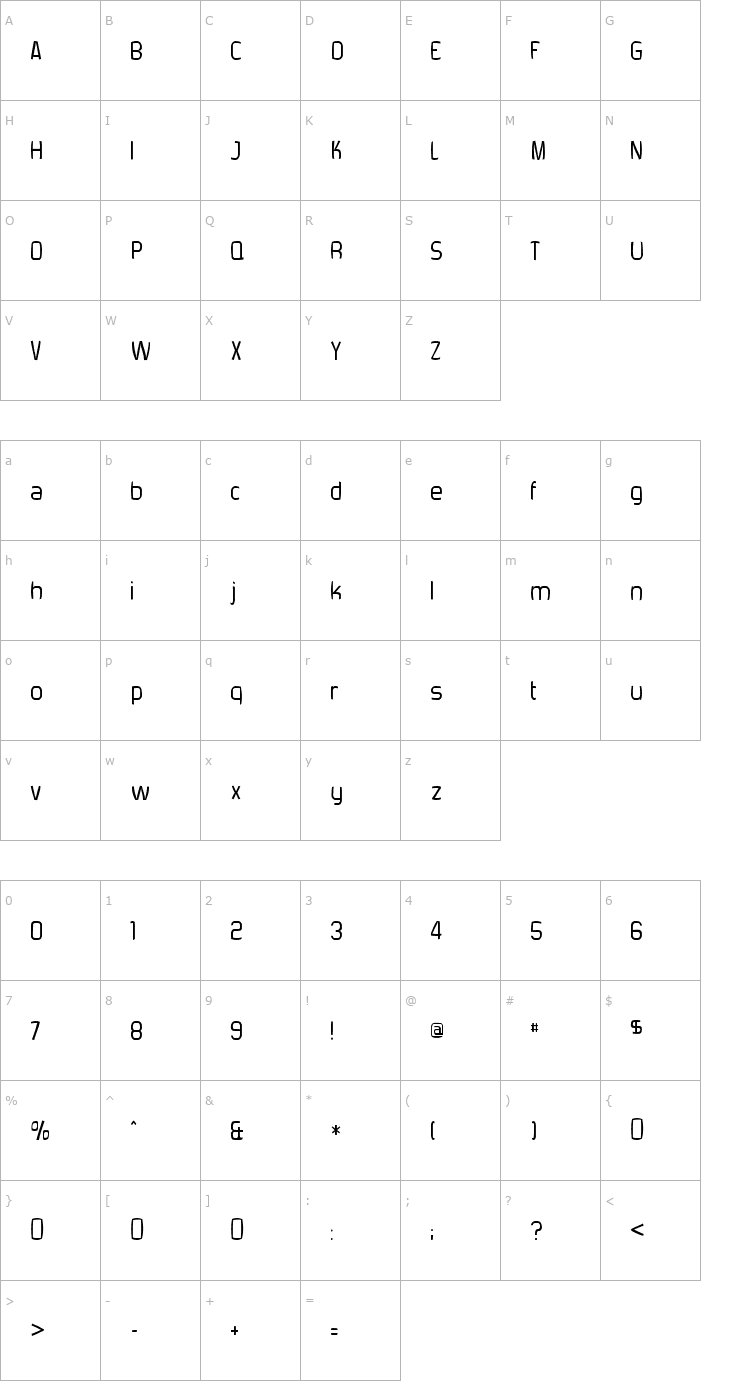 Character Map Forgotten Futurist Rotten Font