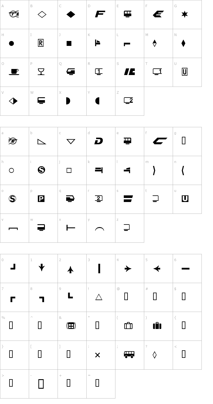 Character Map FormatPiThreeSSi Font