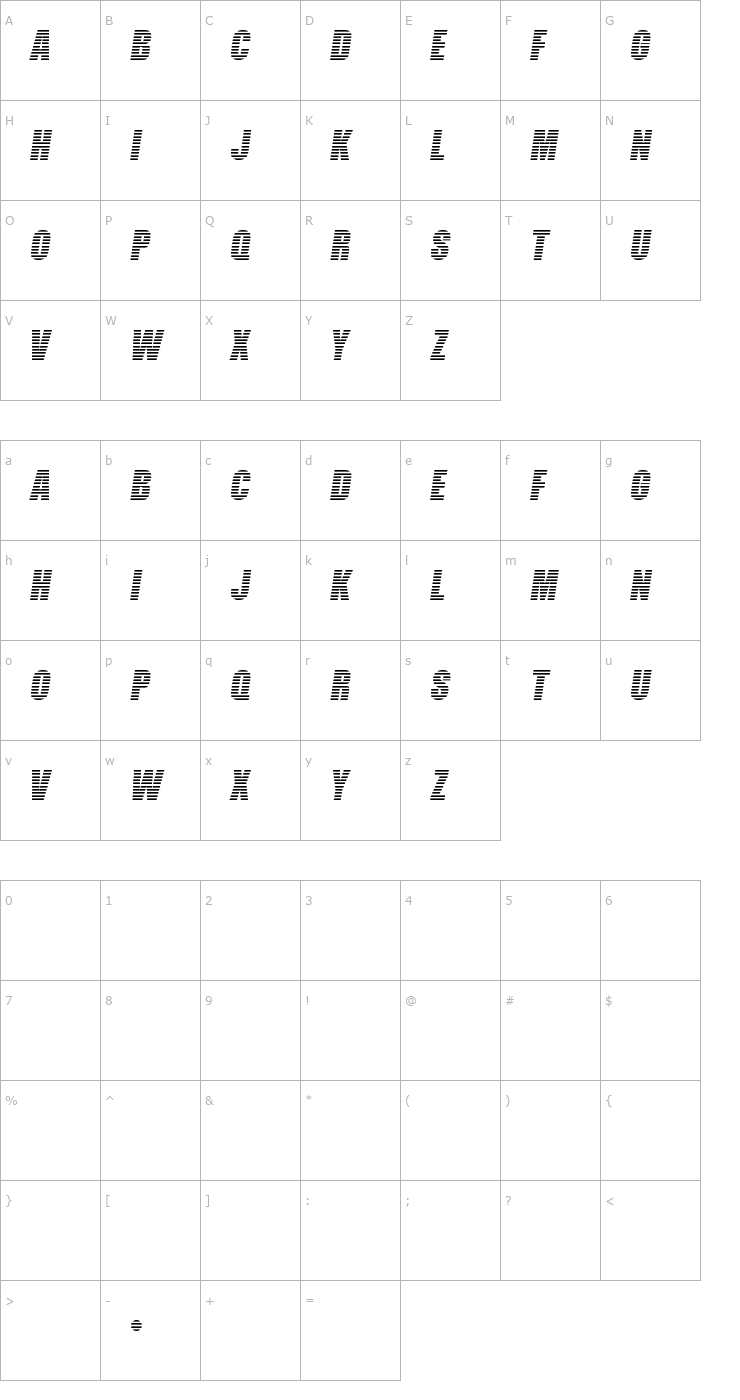 Character Map Former Airlines Font