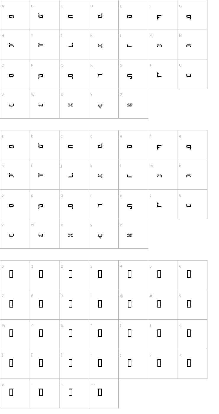 Character Map formlosOrganik Font