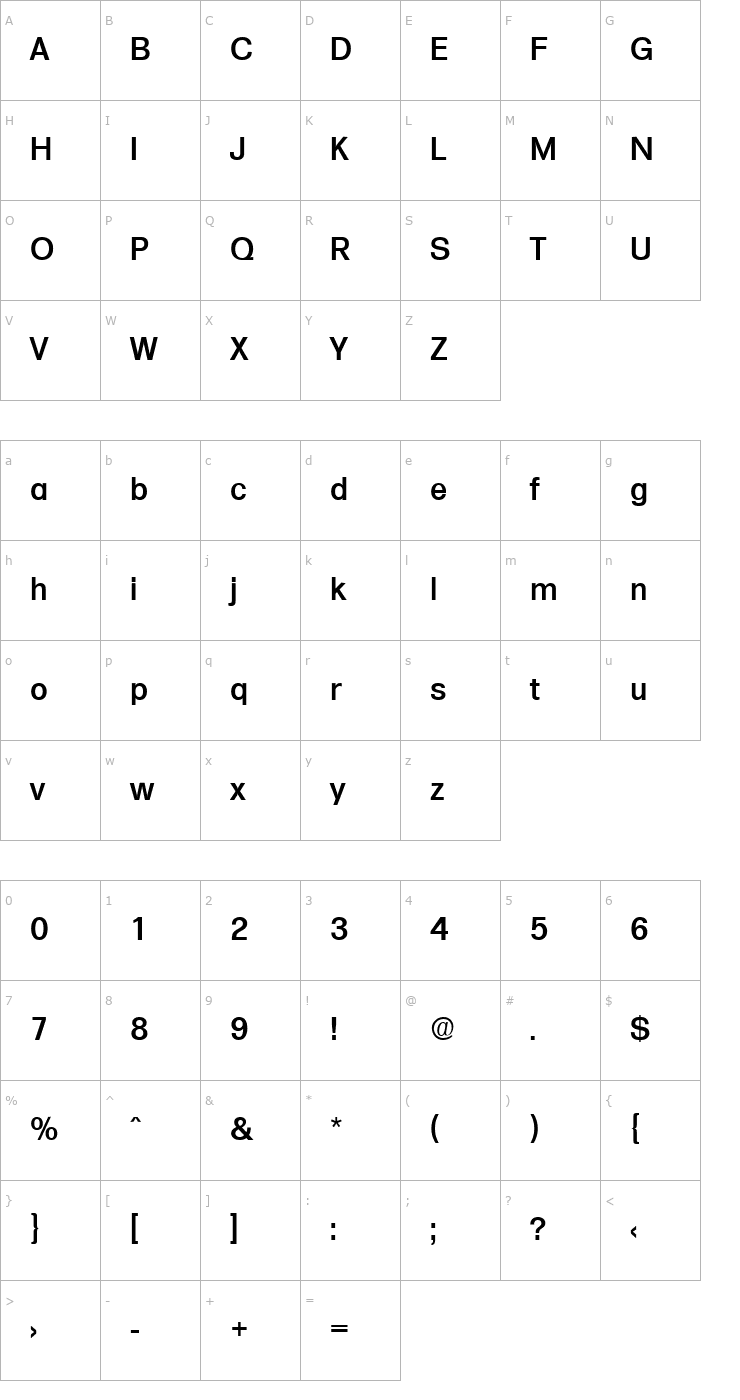 Character Map Formula-Serial-Medium-Regular Font