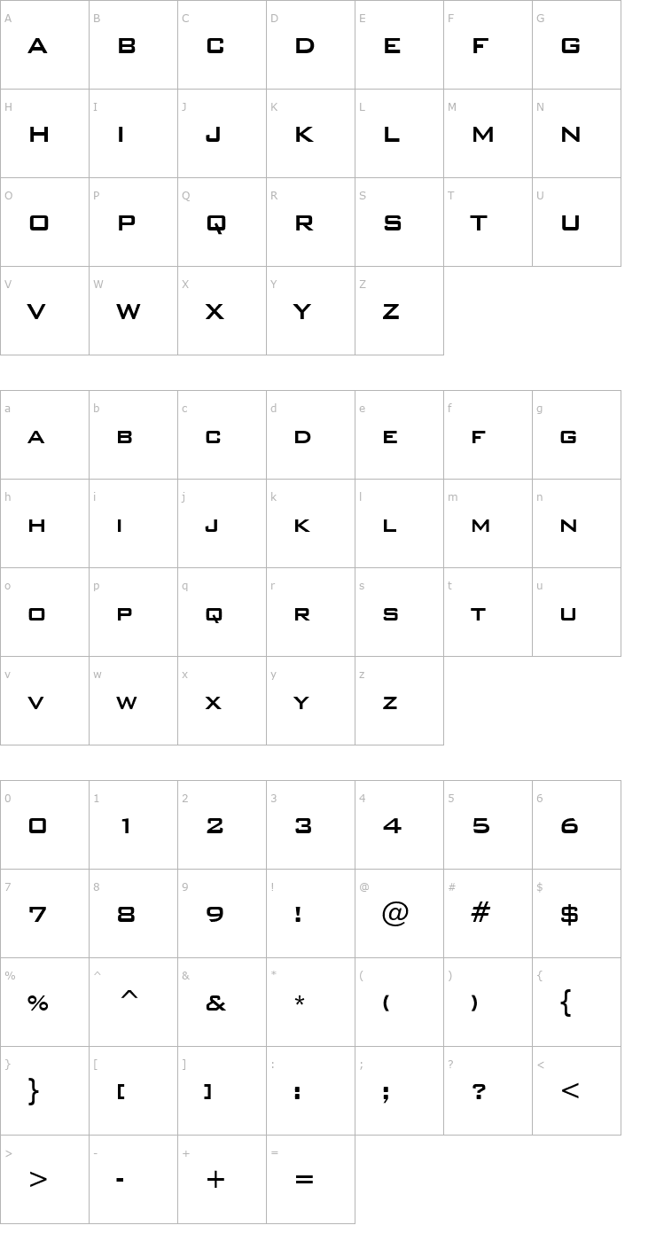 Character Map Fortis SSi Font
