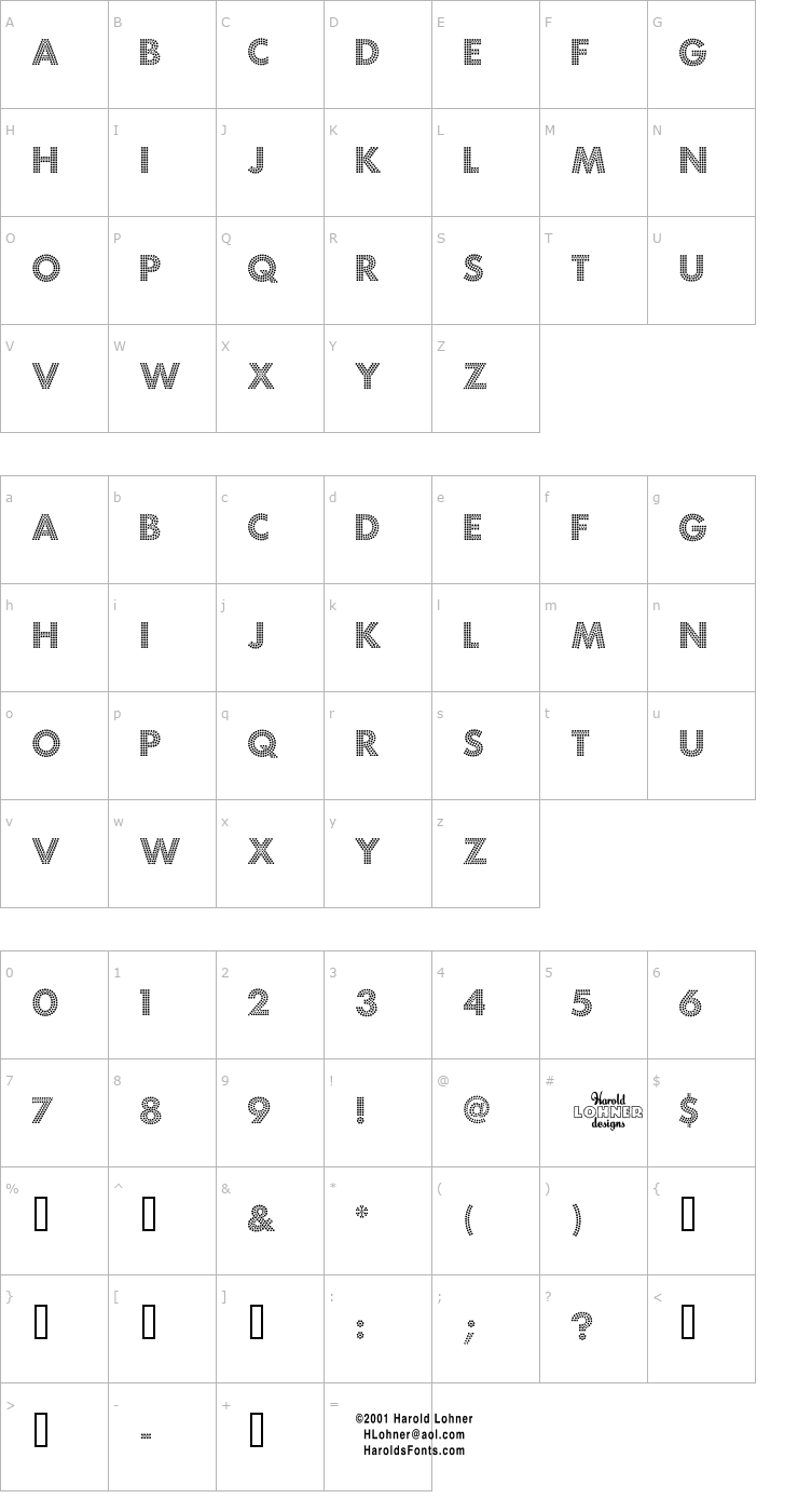 Character Map Fortuna Dot Font