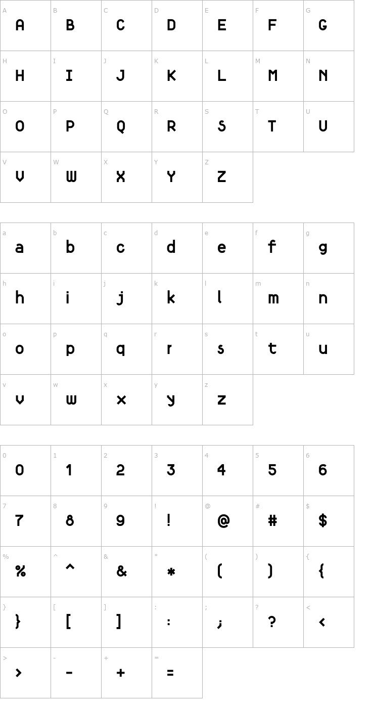 Character Map Fortyfive Font