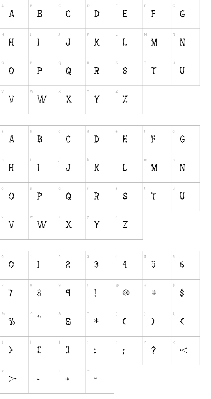 Character Map Fossil Regular Font