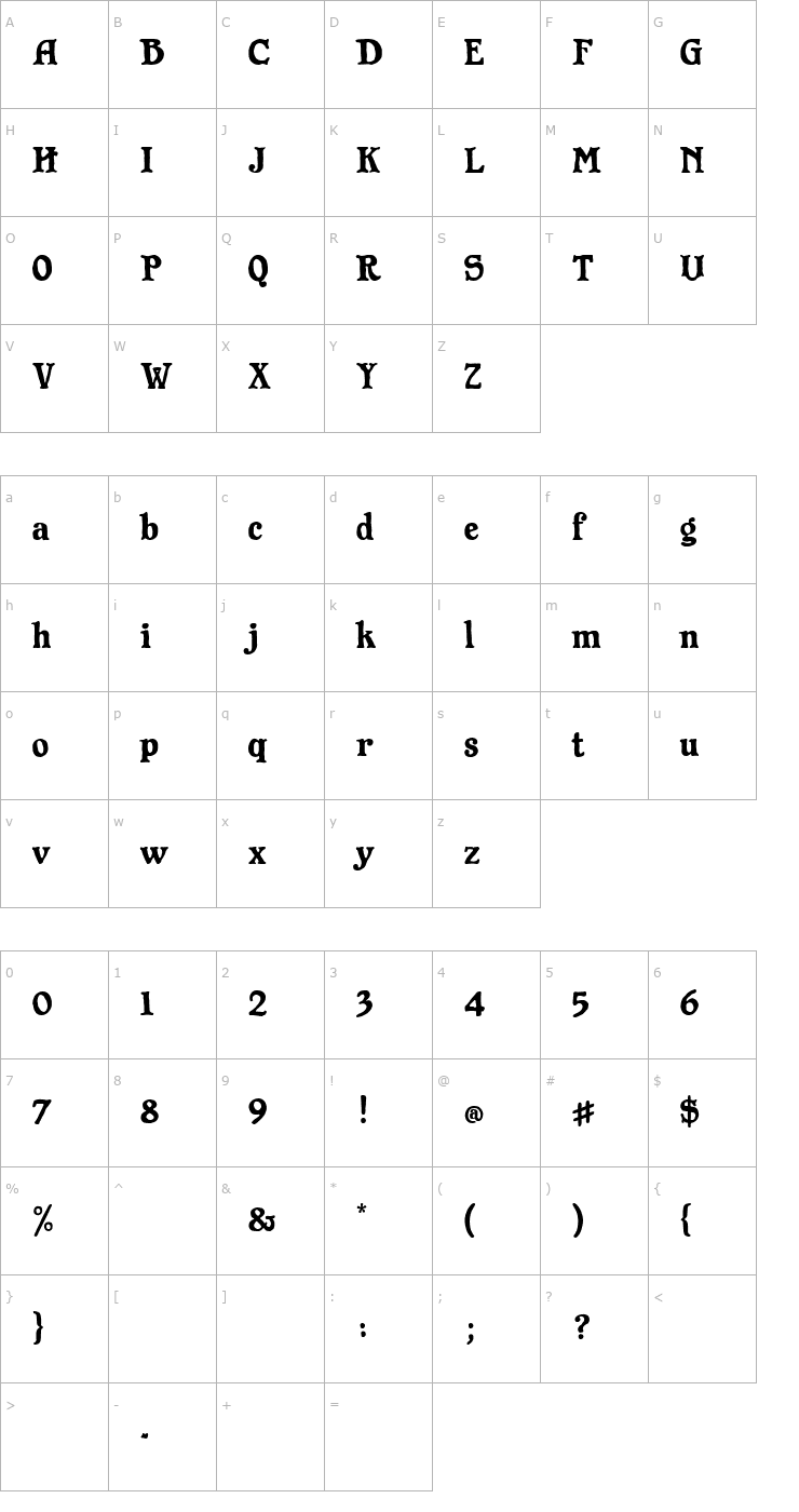 Character Map Founders Font