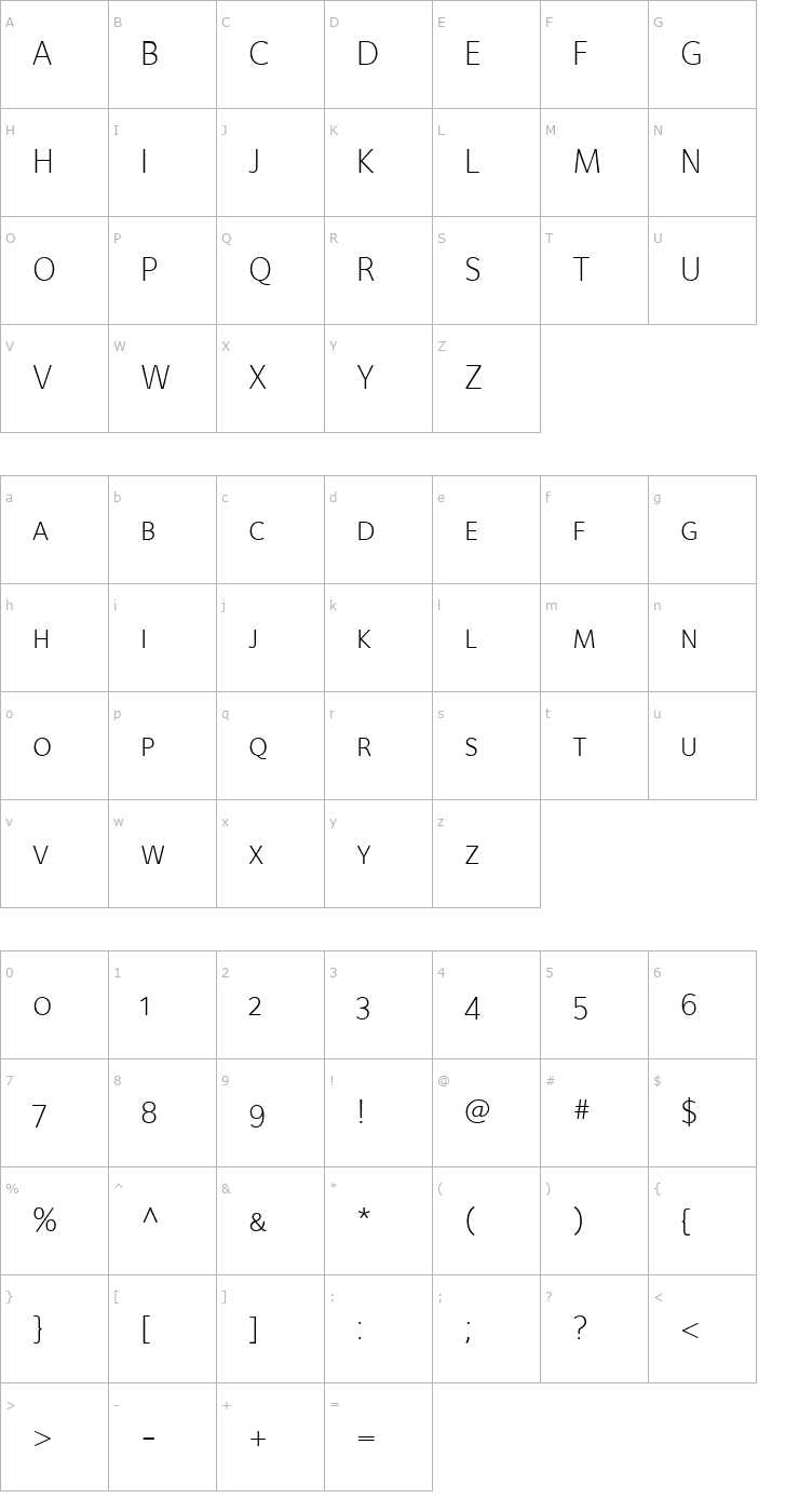 Character Map FoundrySterling-LightExpert Font