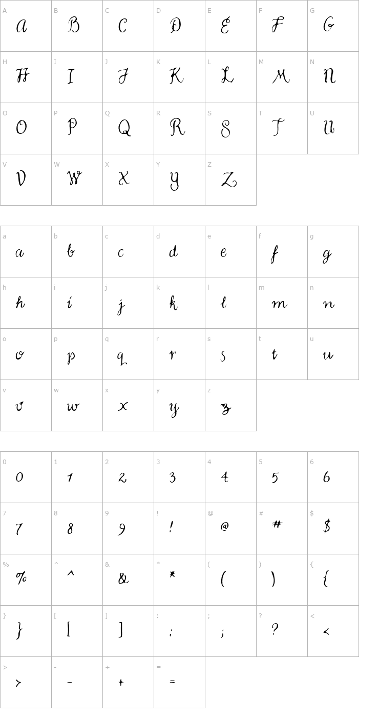 Character Map Fountain Pen Font