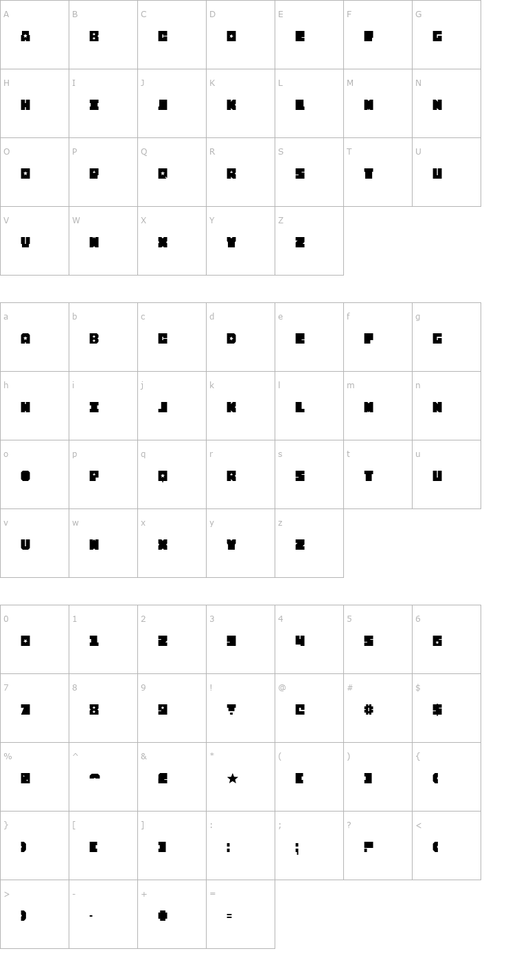 Character Map FourJuly Font