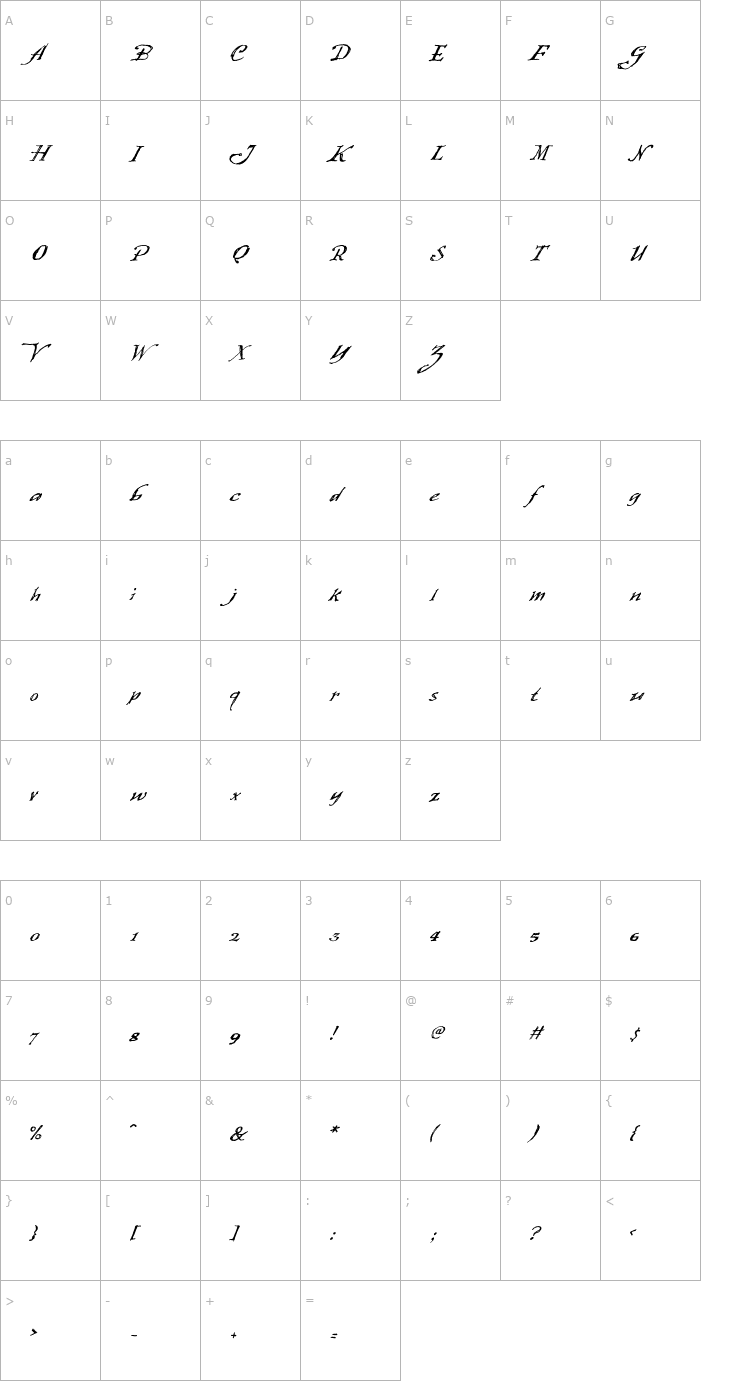 Character Map FourScore Font