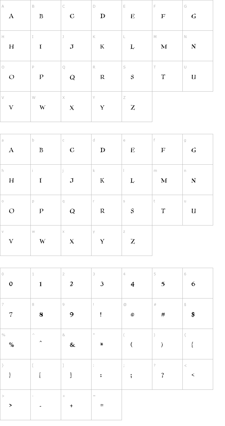 Character Map FourScoreTitling Font