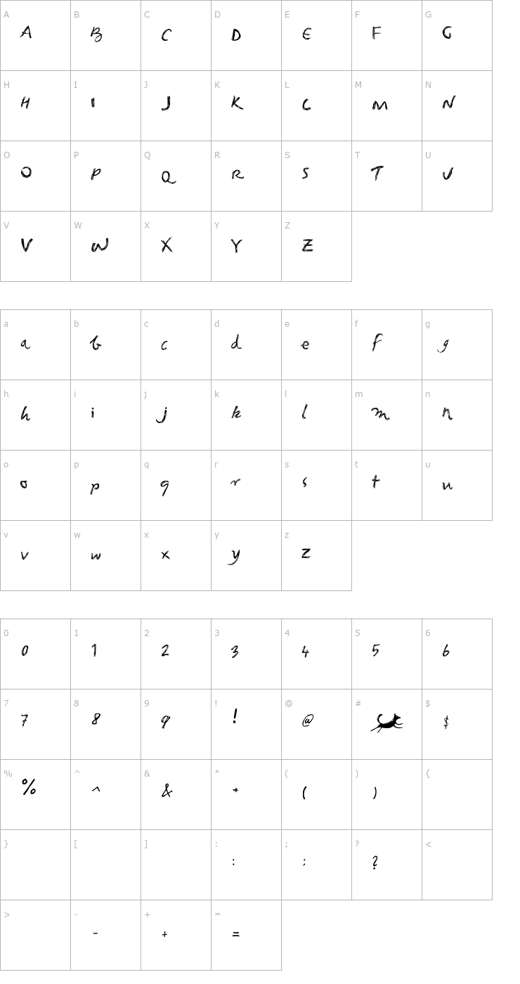 Character Map Fox Grunge Font